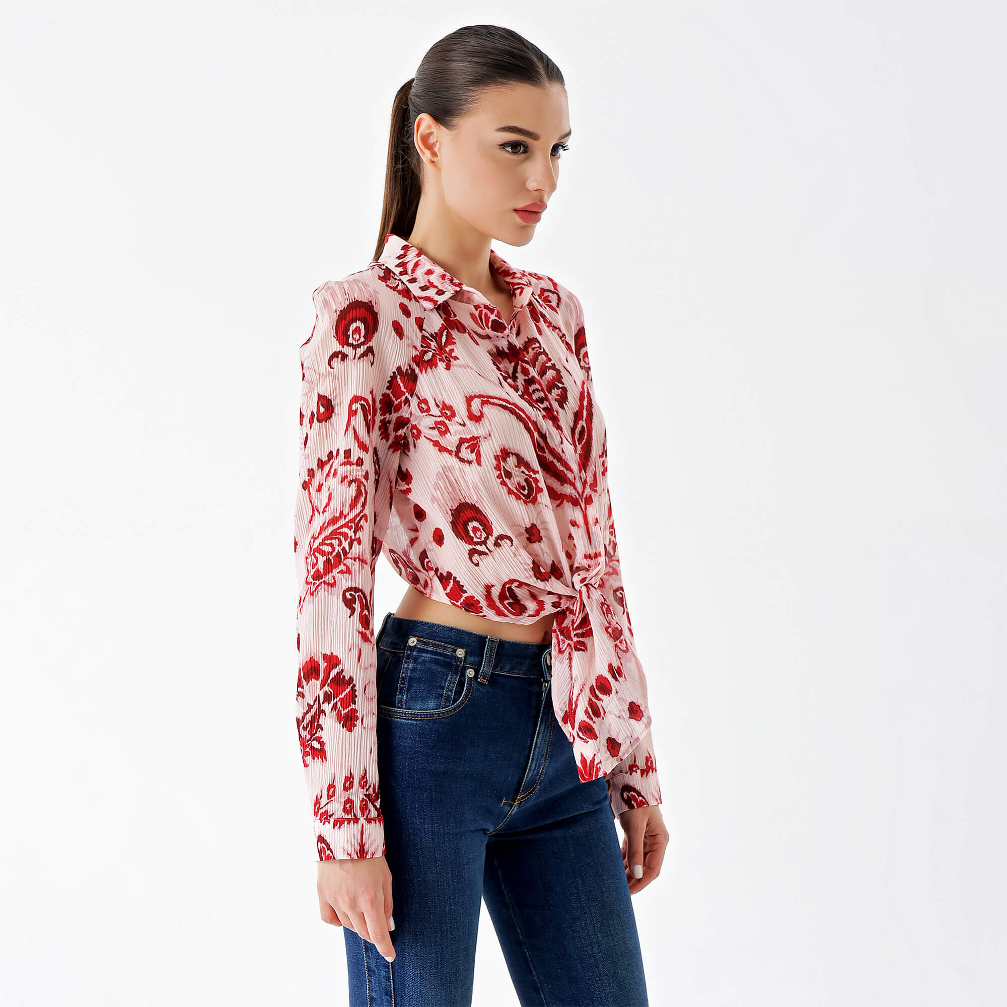 Etro-Pink&Red Silk Paisley Printed Blouses